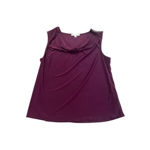 Per Seption‎ Concept Blouse Top Womens Medium Purple Stretch Sleeveless V Neck